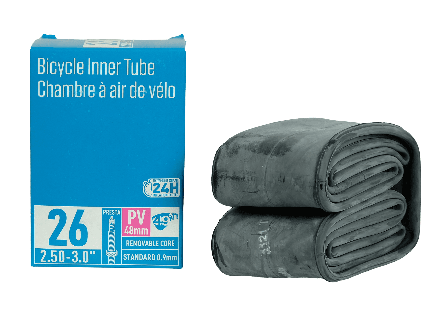 Bicycle Inner Tube — 26" x 2.50–3.0 (48mm Presta Valve)