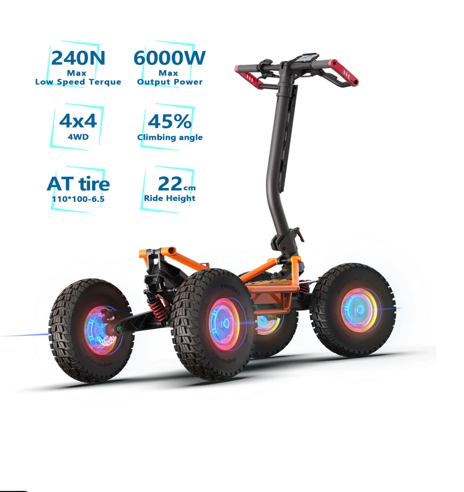 VEEHOP 4WD quad-motor drivetrain and performance figures